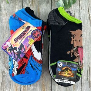 Boys Spiderman & Jurassic World No Show Comfy Socks 2, 6-Packs Size L